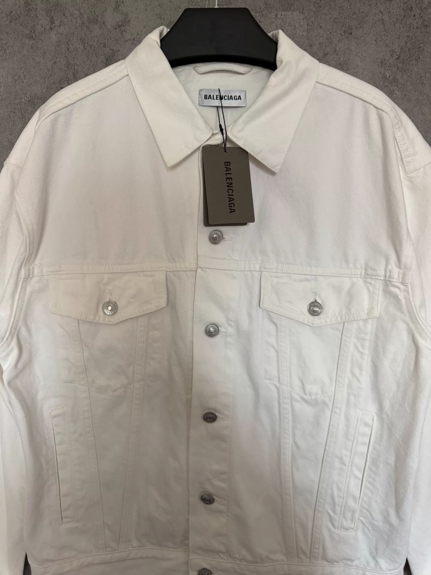 Balenciaga Balenciaga White Denim Jacket with Logo Size US S / EU 44-46 / 1 - 2 Thumbnail
