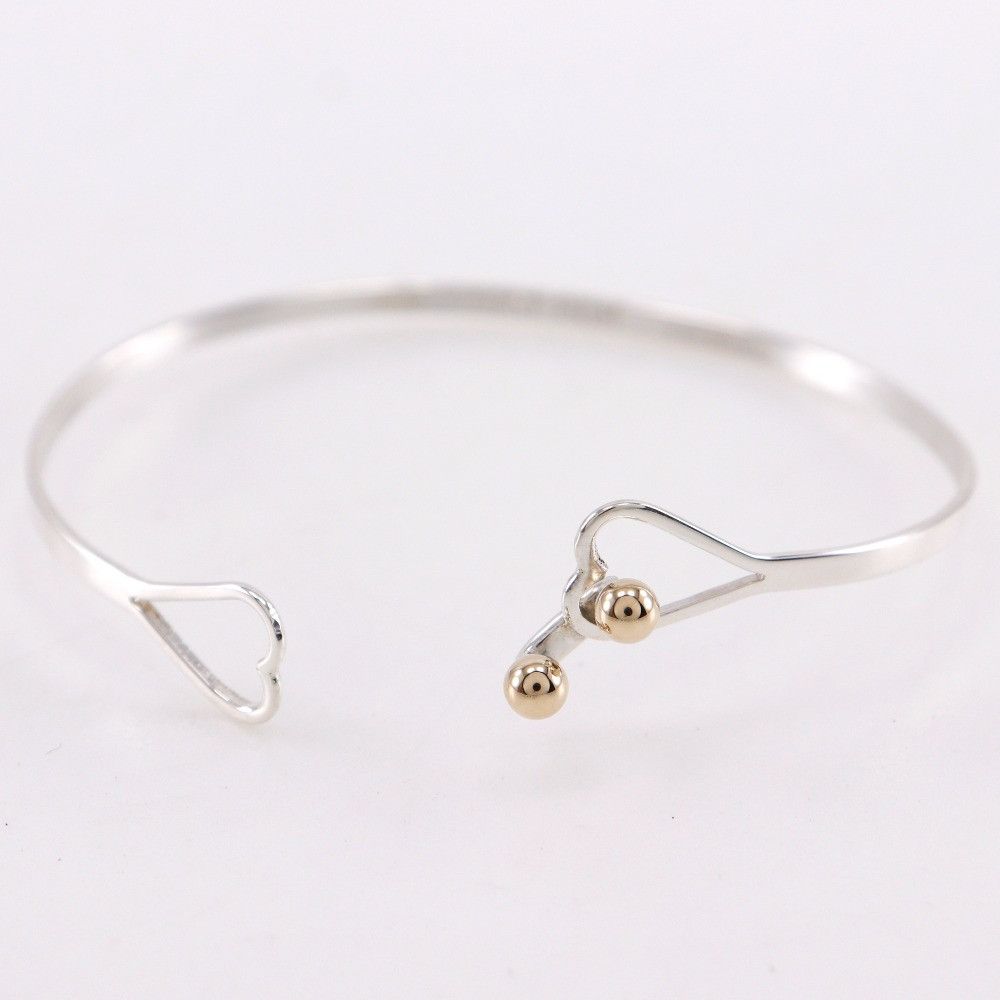 Tiffany & Co. Tiffany & Co. Tiffany Hook & Eye Double Heart Silver 925 K14 Yellow Gold Bangle Metal Bangle DUTY FREE for USA Size ONE SIZE - 4 Thumbnail