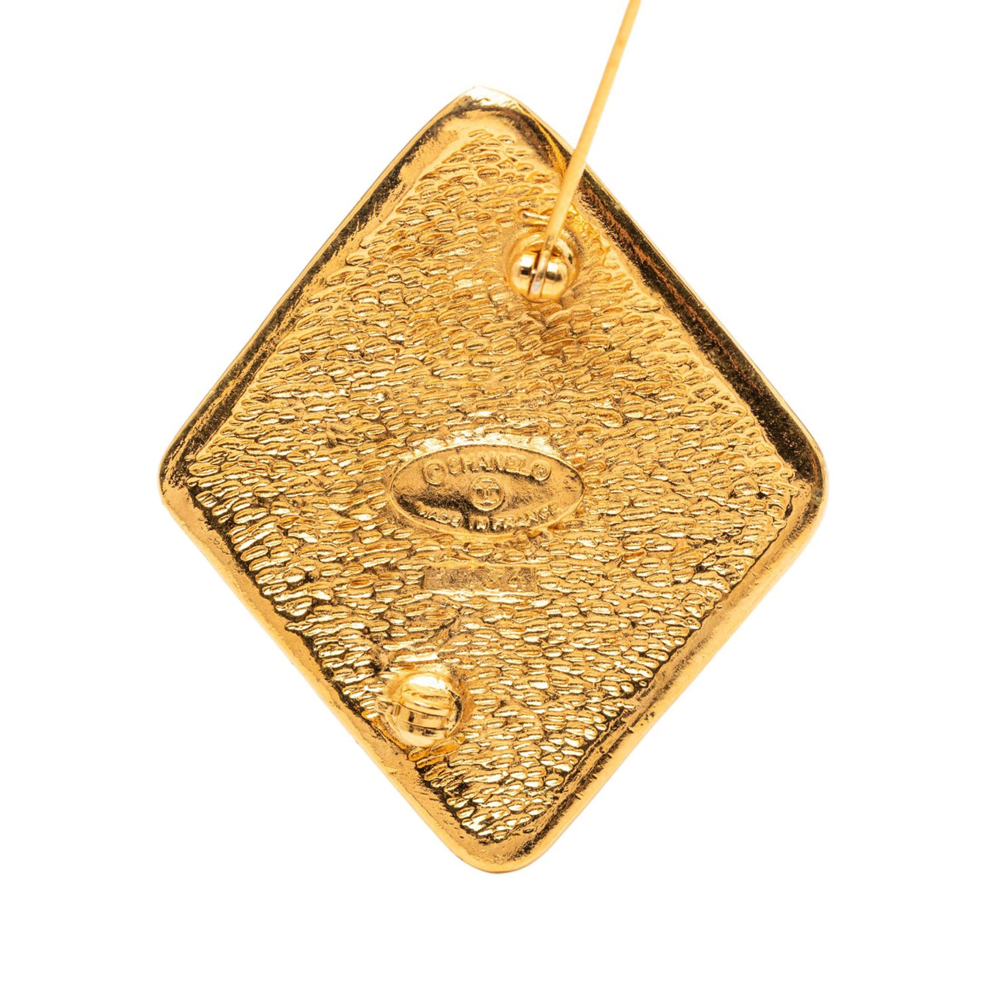 Chanel Chanel Gold Plated CC Rhombus Brooch Size ONE SIZE - 3 Thumbnail