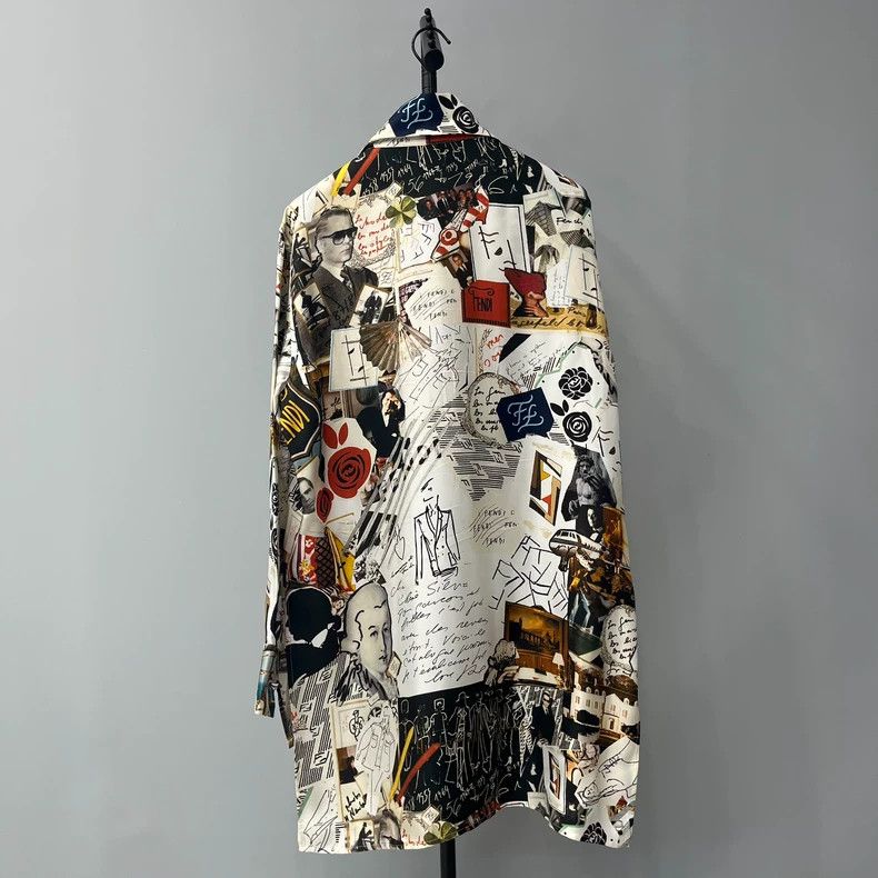 Fendi FENDI Silk Logo Artist Shirt Jacket Size US XL / EU 56 / 4 - 2 Thumbnail