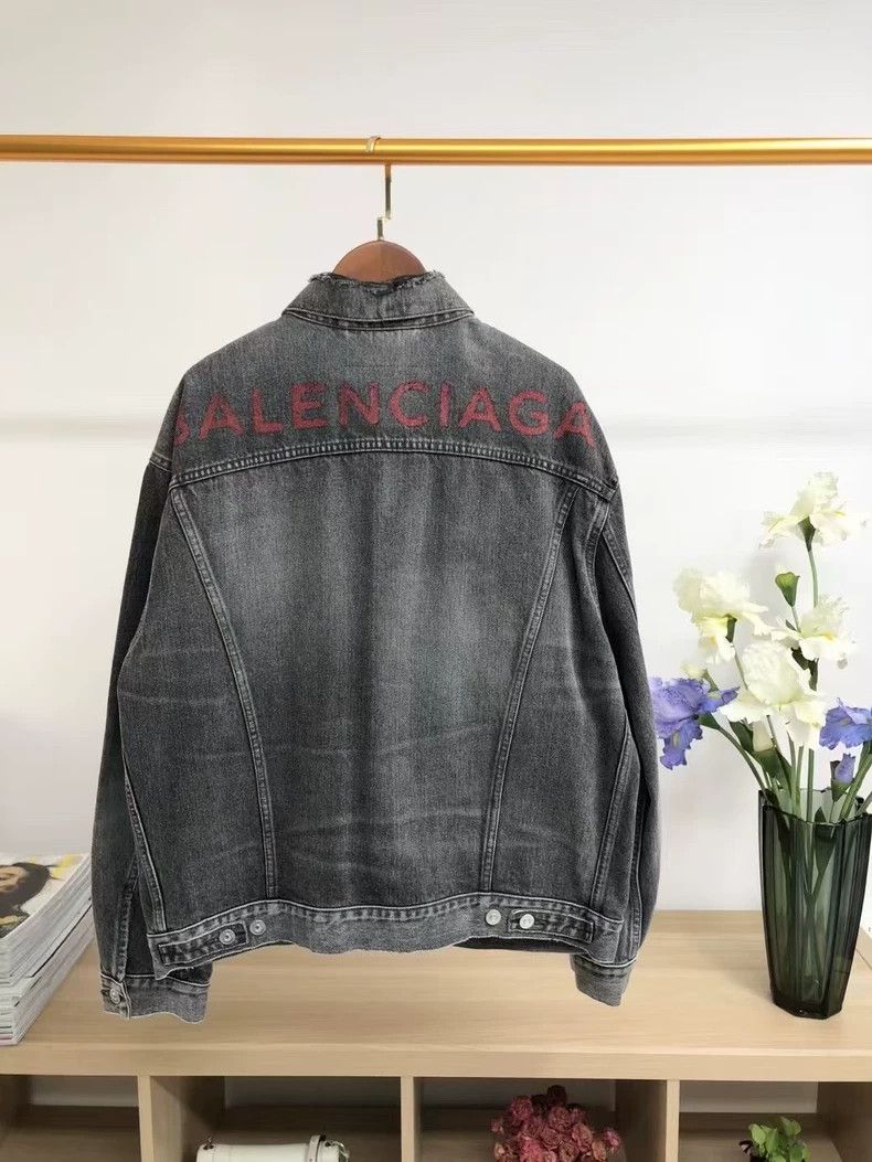 Balenciaga Balenciaga Distressed Logo Denim Jacket Size US XXL / EU 58 / 5 - 2 Thumbnail