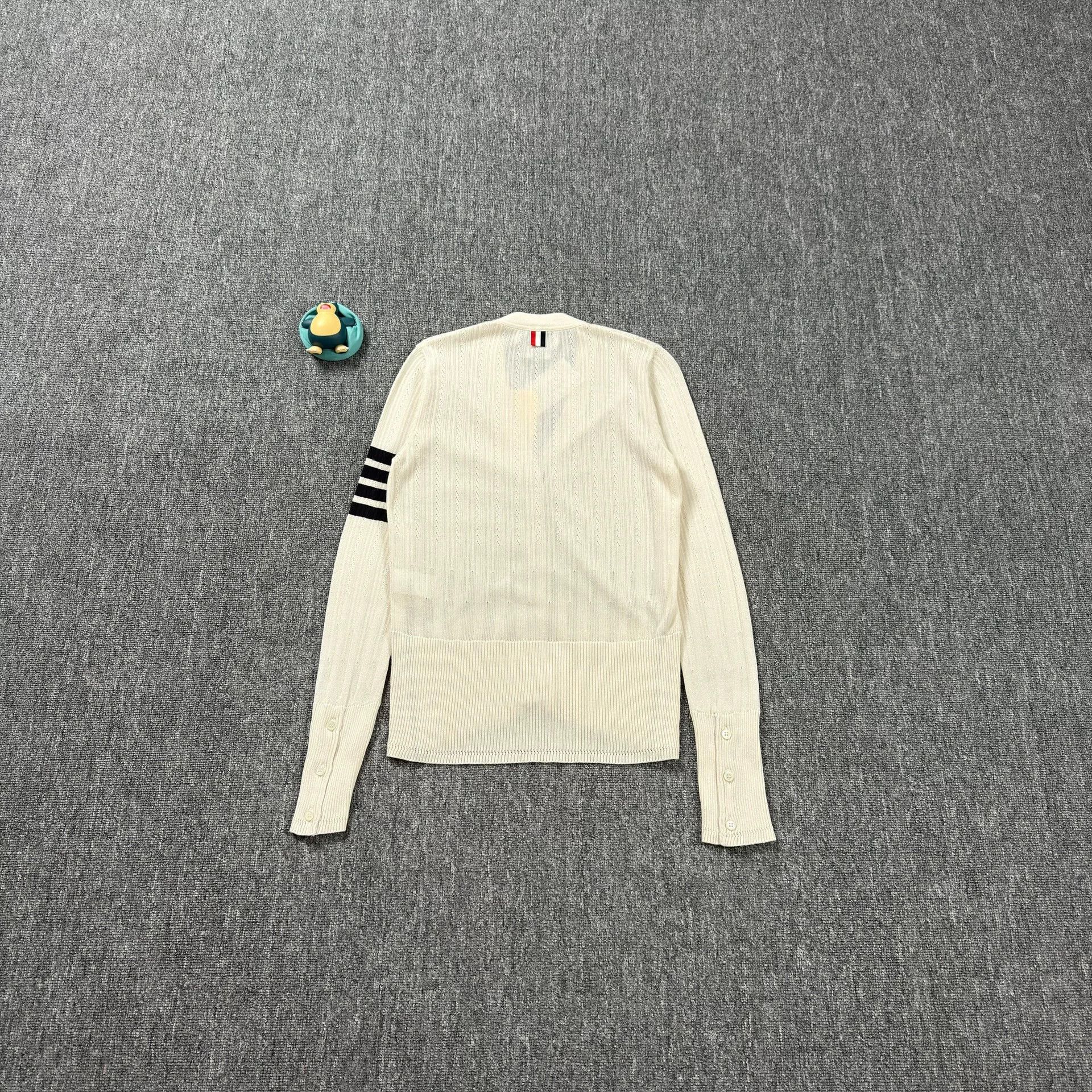 Thom Browne Thom Browne White Stripe Knit Cardigan Size US M / EU 48-50 / 2 - 2 Thumbnail