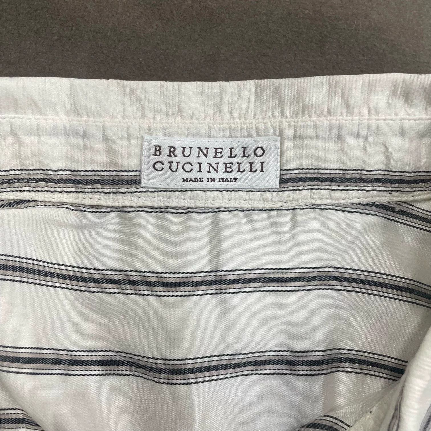 Brunello Cucinelli Brunello Cucinelli White Stripe Beaded Shirt Size US L / EU 52-54 / 3 - 3 Thumbnail