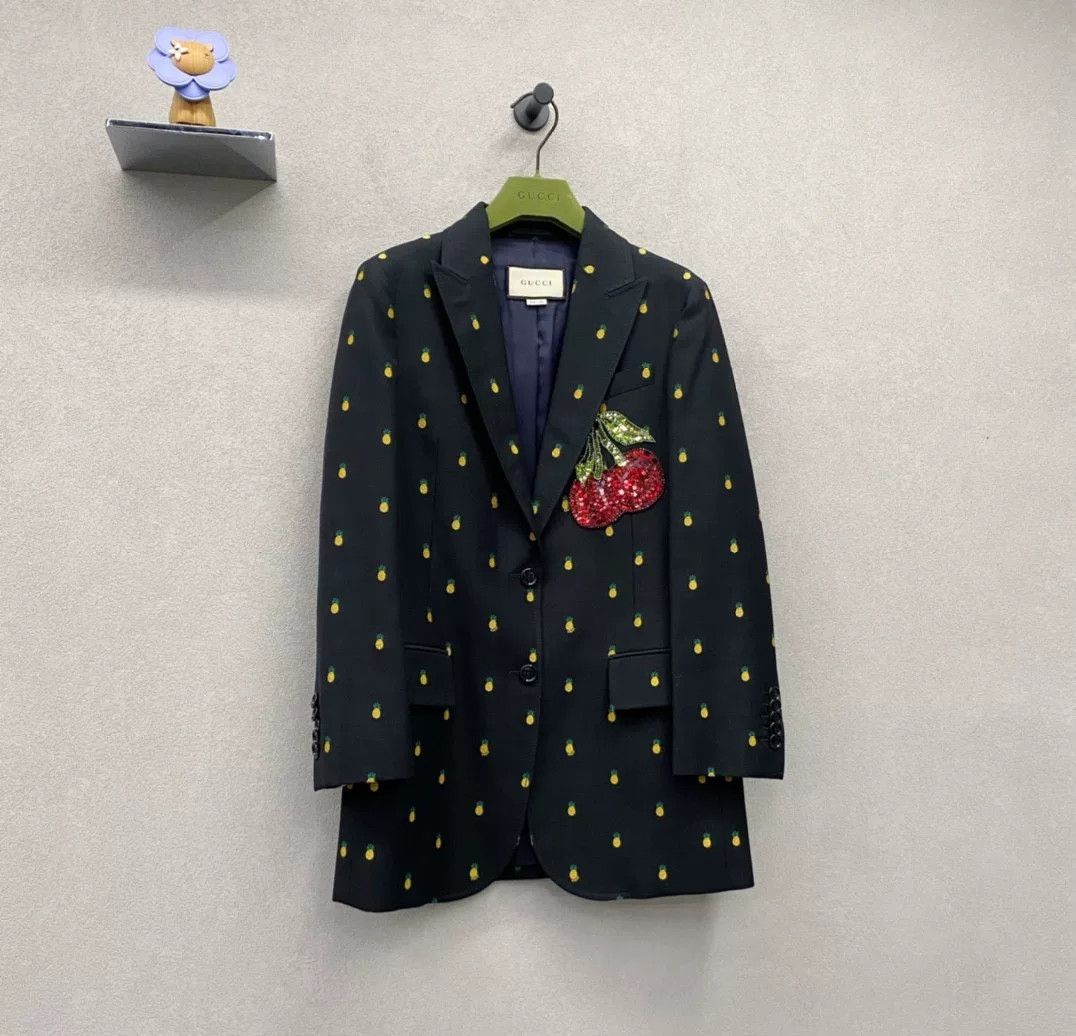 Gucci Gucci Black Pineapple Print Blazer Size US S / EU 44-46 / 1 - 3 Thumbnail