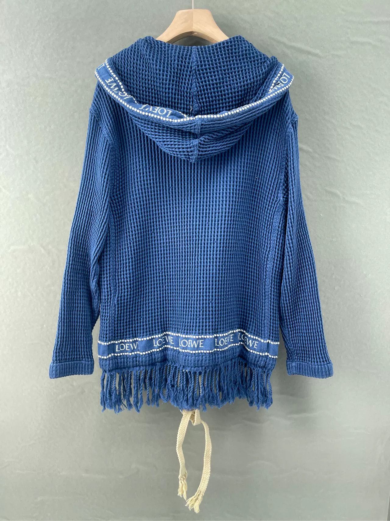 Loewe LOEWE Blue Cotton Hooded Fringe Jacket Size US L / EU 52-54 / 3 - 2 Thumbnail