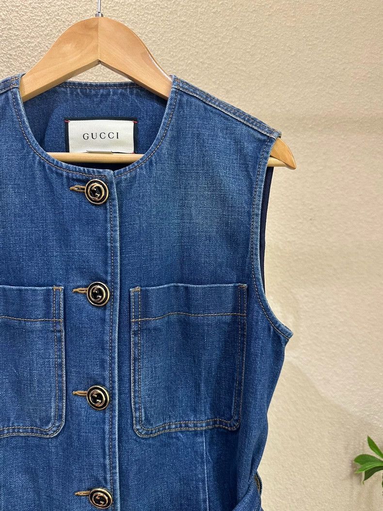 Gucci Gucci Denim Vest with Double G Buckle Size US S / EU 44-46 / 1 - 4 Thumbnail