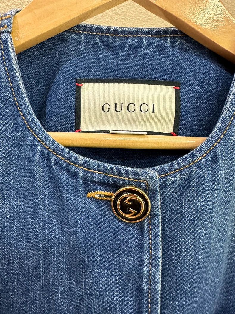 Gucci Gucci Denim Vest with Double G Buckle Size US S / EU 44-46 / 1 - 6 Thumbnail