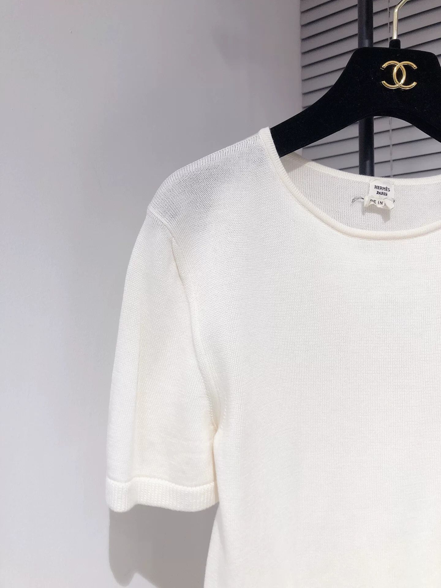 Hermes Hermes White Knit Short Sleeve Top Size US S / EU 44-46 / 1 - 3 Thumbnail