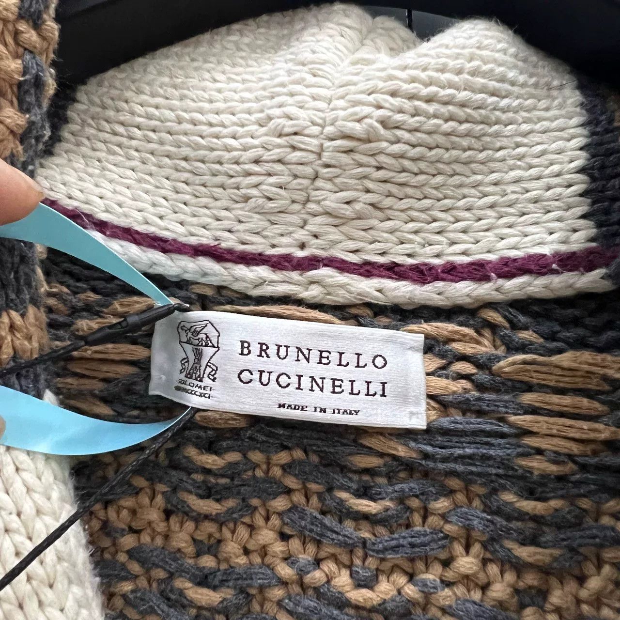 Brunello Cucinelli Brunello Cucinelli Patchwork Knit Cardigan Size US L / EU 52-54 / 3 - 4 Thumbnail