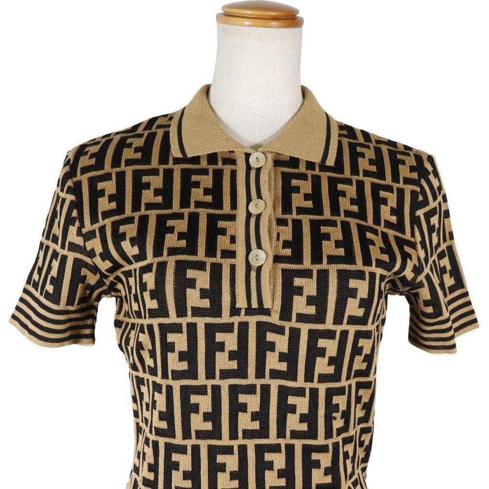 Fendi Fendi Fendi Zucca Cotton Knit Polo Shirt Cotton Tops DUTY FREE for USA Size ONE SIZE - 2 Thumbnail