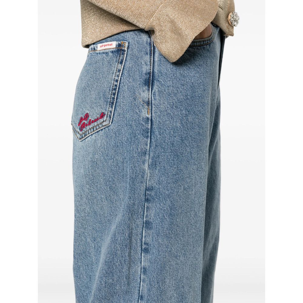 Self-Portrait Self-portrait BLUE Denim - Wide-Leg Jeans Size 28" / US 6 / IT 42 - 3 Thumbnail