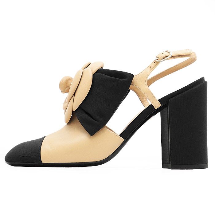 Chanel Chanel Chanel G45306 Camellia Ribbon Slingback Leather Pumps Leather Shoes G45306 DUTY FREE for USA Size ONE SIZE - 5 Thumbnail