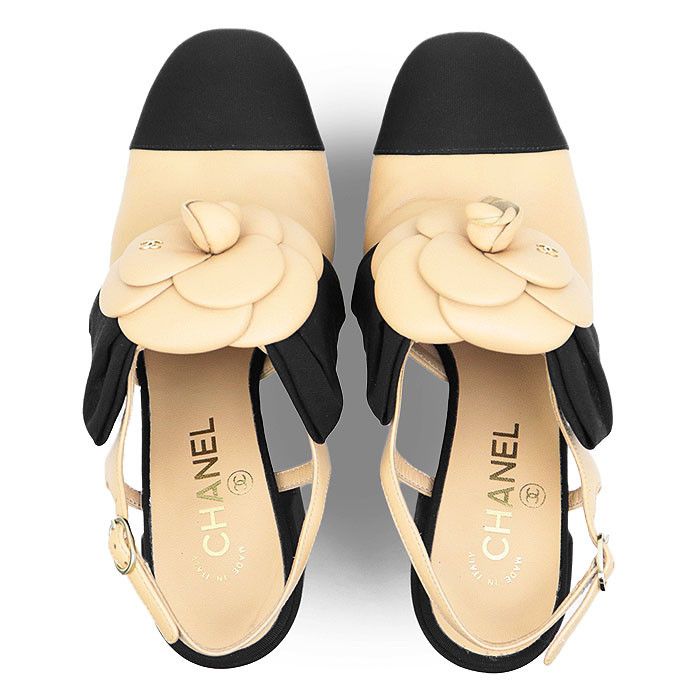 Chanel Chanel Chanel G45306 Camellia Ribbon Slingback Leather Pumps Leather Shoes G45306 DUTY FREE for USA Size ONE SIZE - 7 Thumbnail