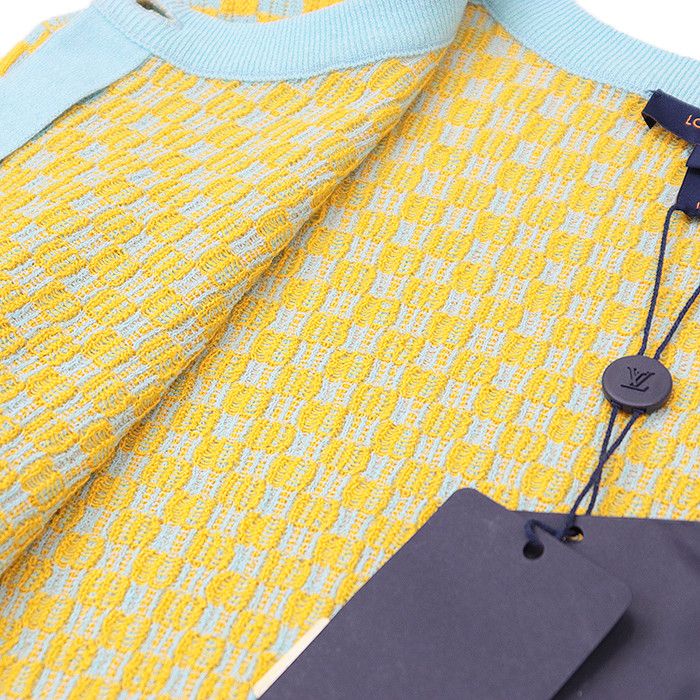 Louis Vuitton Louis Vuitton Louis Vuitton Damier Block Check Cashmere Blend Knit Cardigan Cotton Tops DUTY FREE for USA Size ONE SIZE - 13 Thumbnail