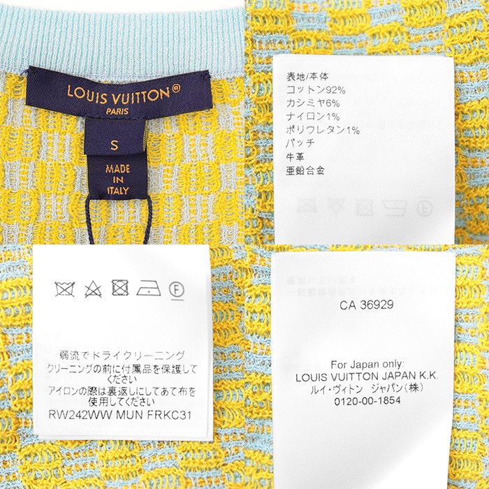 Louis Vuitton Louis Vuitton Louis Vuitton Damier Block Check Cashmere Blend Knit Cardigan Cotton Tops DUTY FREE for USA Size ONE SIZE - 10 Thumbnail