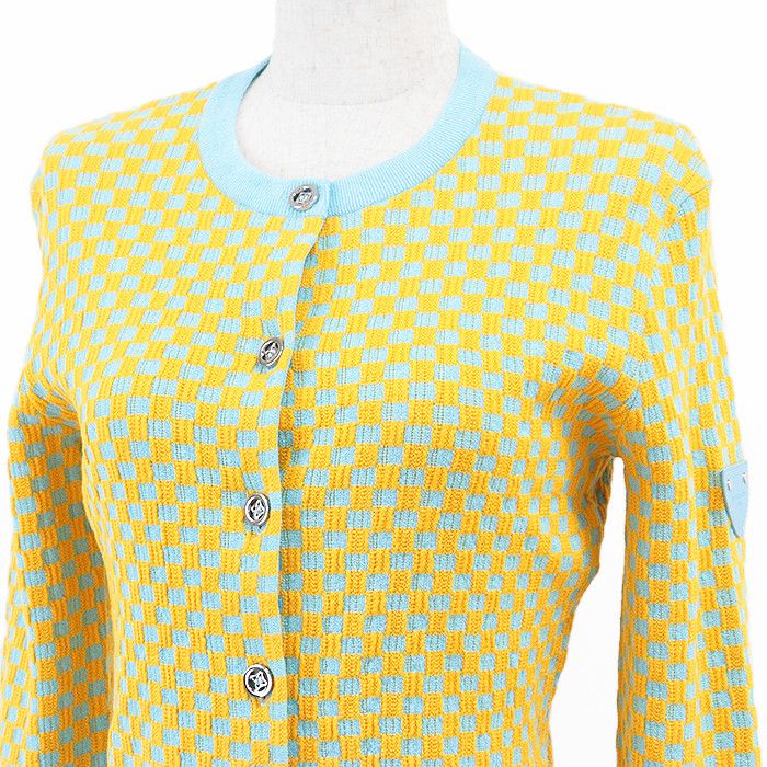 Louis Vuitton Louis Vuitton Louis Vuitton Damier Block Check Cashmere Blend Knit Cardigan Cotton Tops DUTY FREE for USA Size ONE SIZE - 15 Thumbnail