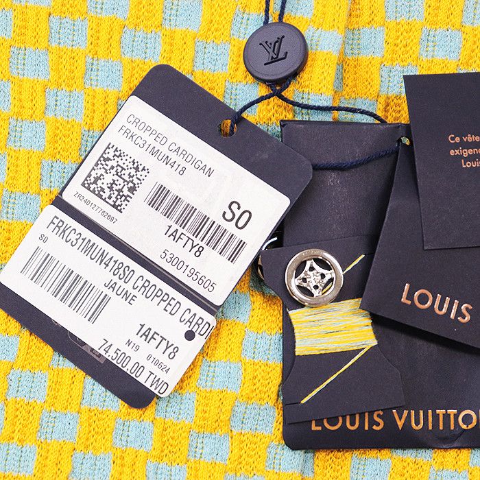 Louis Vuitton Louis Vuitton Louis Vuitton Damier Block Check Cashmere Blend Knit Cardigan Cotton Tops DUTY FREE for USA Size ONE SIZE - 14 Thumbnail