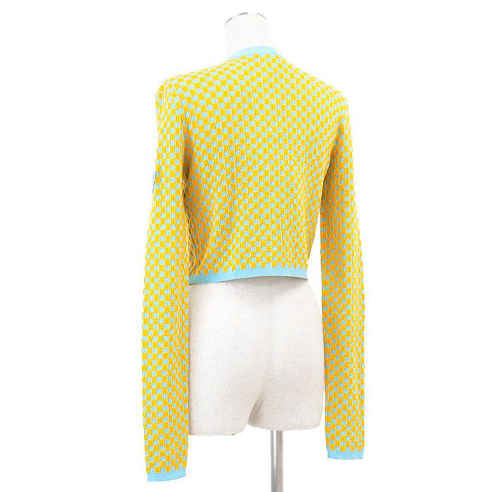 Louis Vuitton Louis Vuitton Louis Vuitton Damier Block Check Cashmere Blend Knit Cardigan Cotton Tops DUTY FREE for USA Size ONE SIZE - 8 Thumbnail