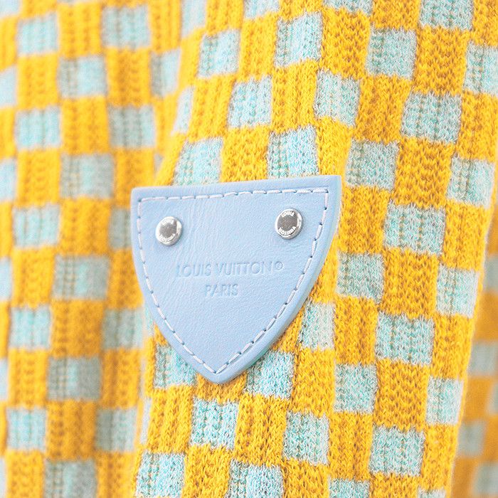 Louis Vuitton Louis Vuitton Louis Vuitton Damier Block Check Cashmere Blend Knit Cardigan Cotton Tops DUTY FREE for USA Size ONE SIZE - 7 Thumbnail