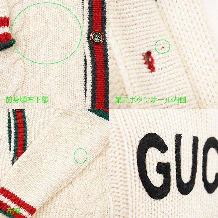 Gucci Gucci GUCCY Sheer Line Web Stripe 100% Wool Long Cardigan Cotton Tops DUTY FREE for USA