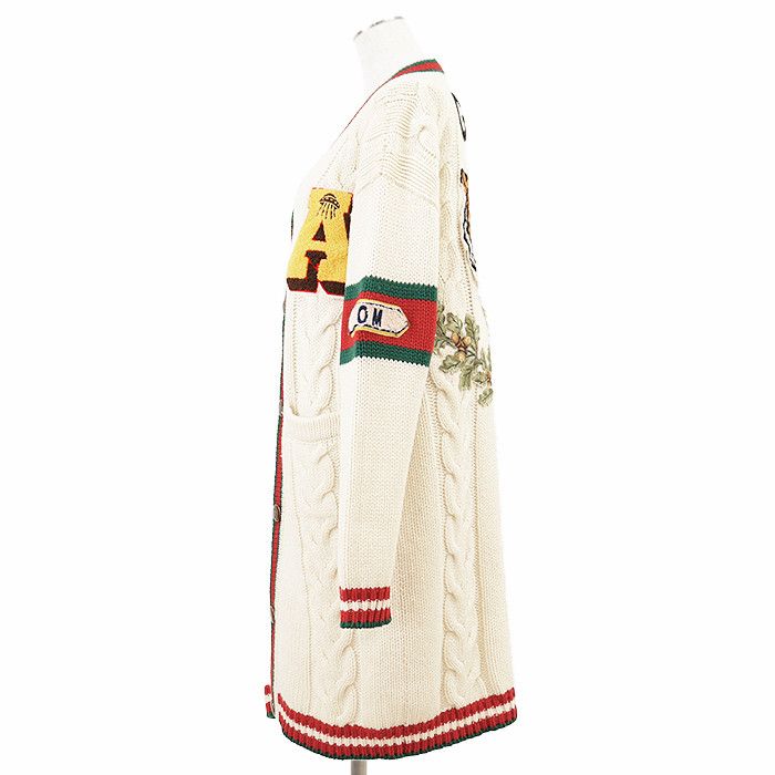 Gucci Gucci GUCCY Sheer Line Web Stripe 100% Wool Long Cardigan Cotton Tops DUTY FREE for USA