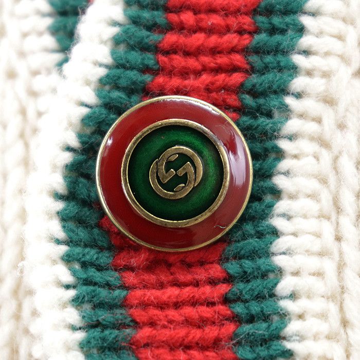 Gucci Gucci GUCCY Sheer Line Web Stripe 100% Wool Long Cardigan Cotton Tops DUTY FREE for USA