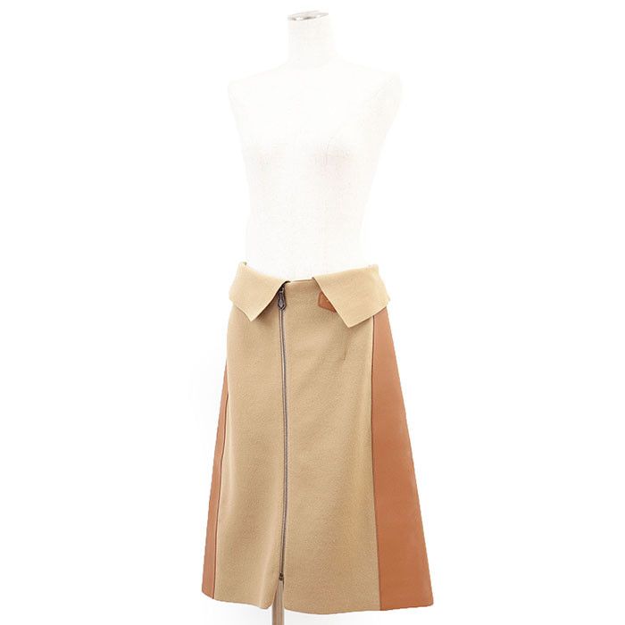 Louis Vuitton Louis Vuitton Louis Vuitton Monogram Wool Cotton Cashmere Lambskin Skirt Leather Skirts DUTY FREE for USA Size ONE SIZE - 2 Thumbnail