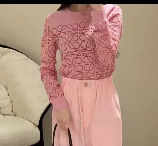 Loewe Loewe Pink Logo Wool Knit Sweater Size US L / EU 52-54 / 3 - 8 Thumbnail