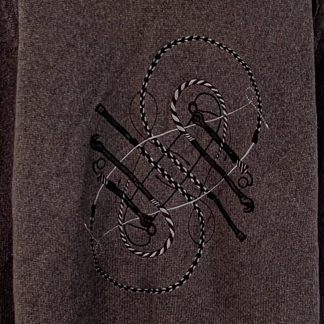 Hermes Hermes Brown Cashmere Embroidered Sweater Size US XXL / EU 58 / 5 - 4 Thumbnail