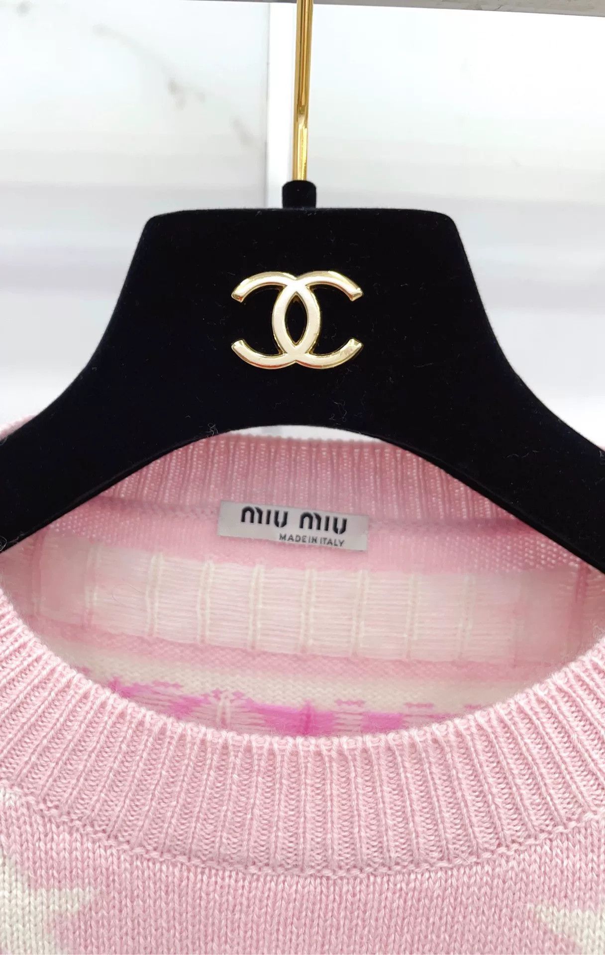 Miu Miu miu miu pink striped logo knit sweater Size US S / EU 44-46 / 1 - 7 Thumbnail