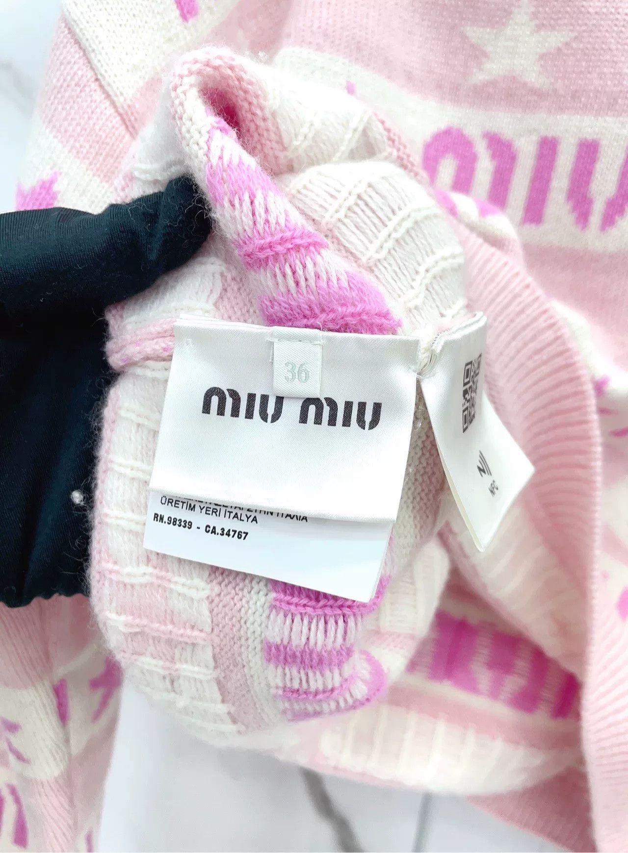 Miu Miu miu miu pink striped logo knit sweater Size US S / EU 44-46 / 1 - 8 Thumbnail