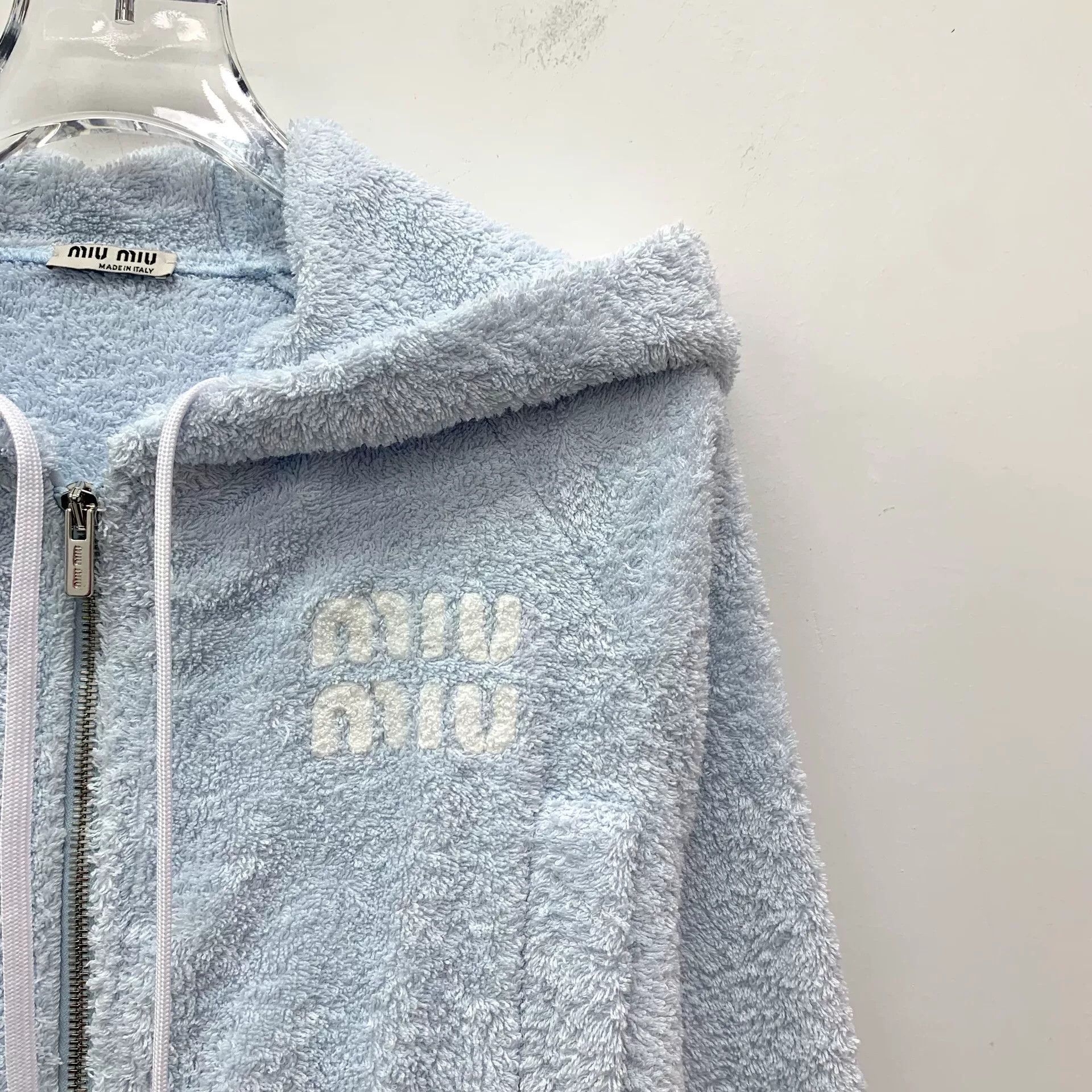 Miu Miu miu miu light blue logo hooded jacket Size US S / EU 44-46 / 1 - 3 Thumbnail