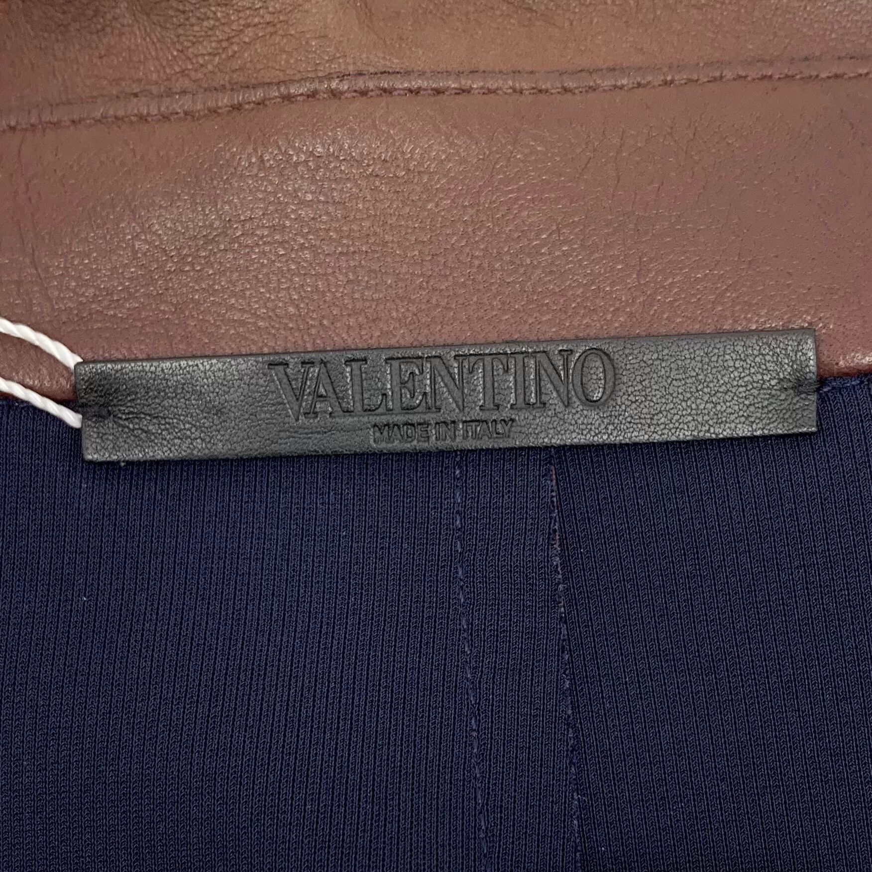 Valentino Valentino Brown Leather Collared Jacket Size US M / EU 48-50 / 2 - 6 Thumbnail