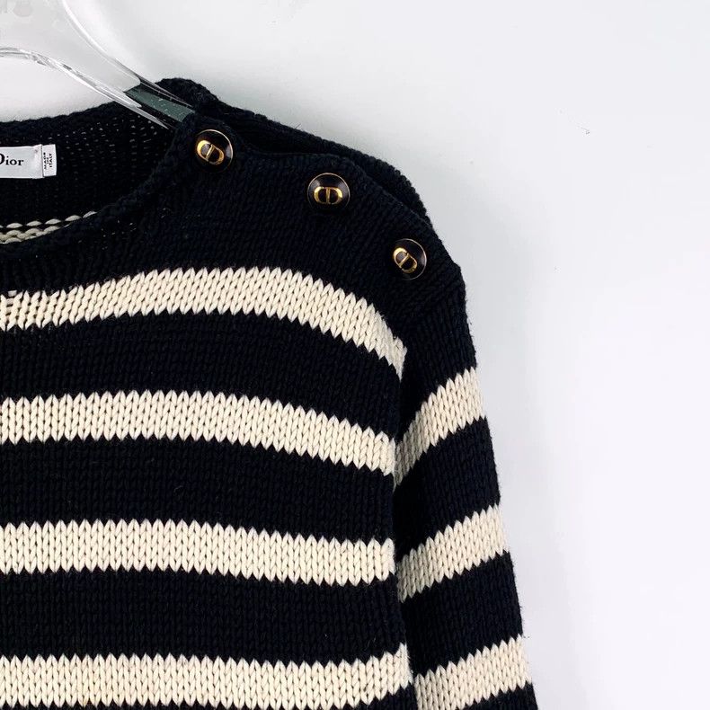 Dior Dior Striped Side Button Cotton Sweater Size US S / EU 44-46 / 1 - 3 Thumbnail