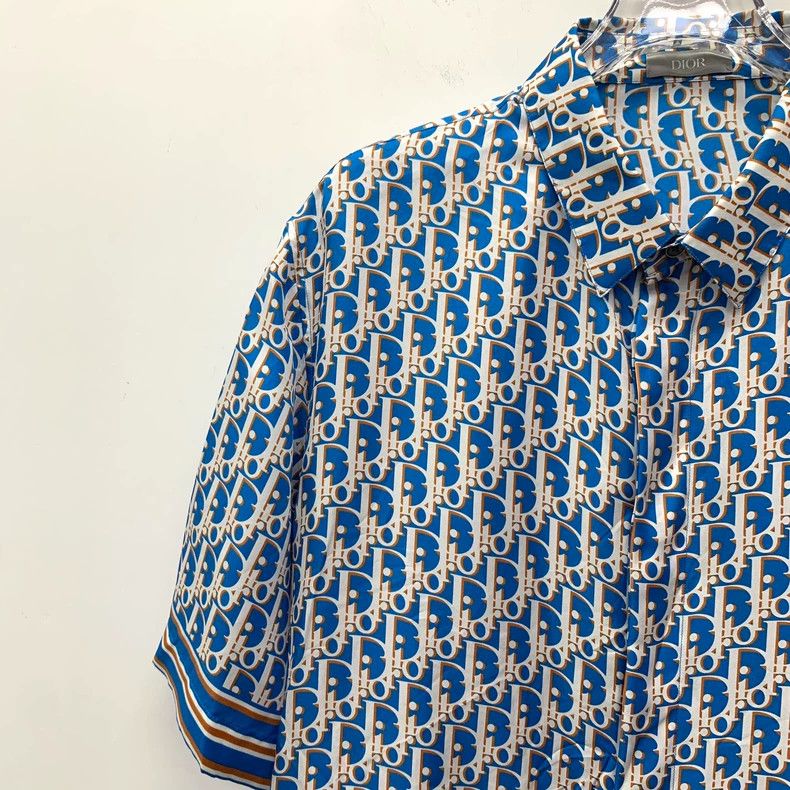 Dior Dior Blue Logo Silk Short Sleeve Shirt Size US M / EU 48-50 / 2 - 3 Thumbnail