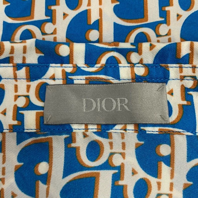 Dior Dior Blue Logo Silk Short Sleeve Shirt Size US M / EU 48-50 / 2 - 5 Thumbnail