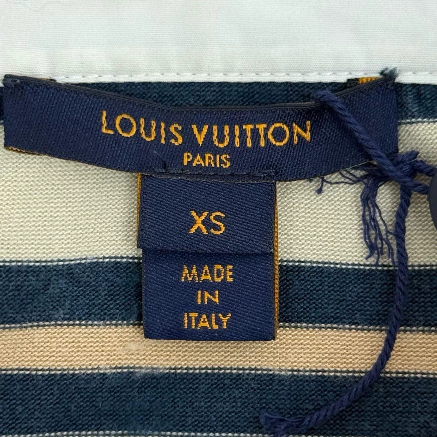 Louis Vuitton LV Beige Blue Stripe Silk Blend Long Sleeve Size US XS / EU 42 / 0 - 5 Thumbnail