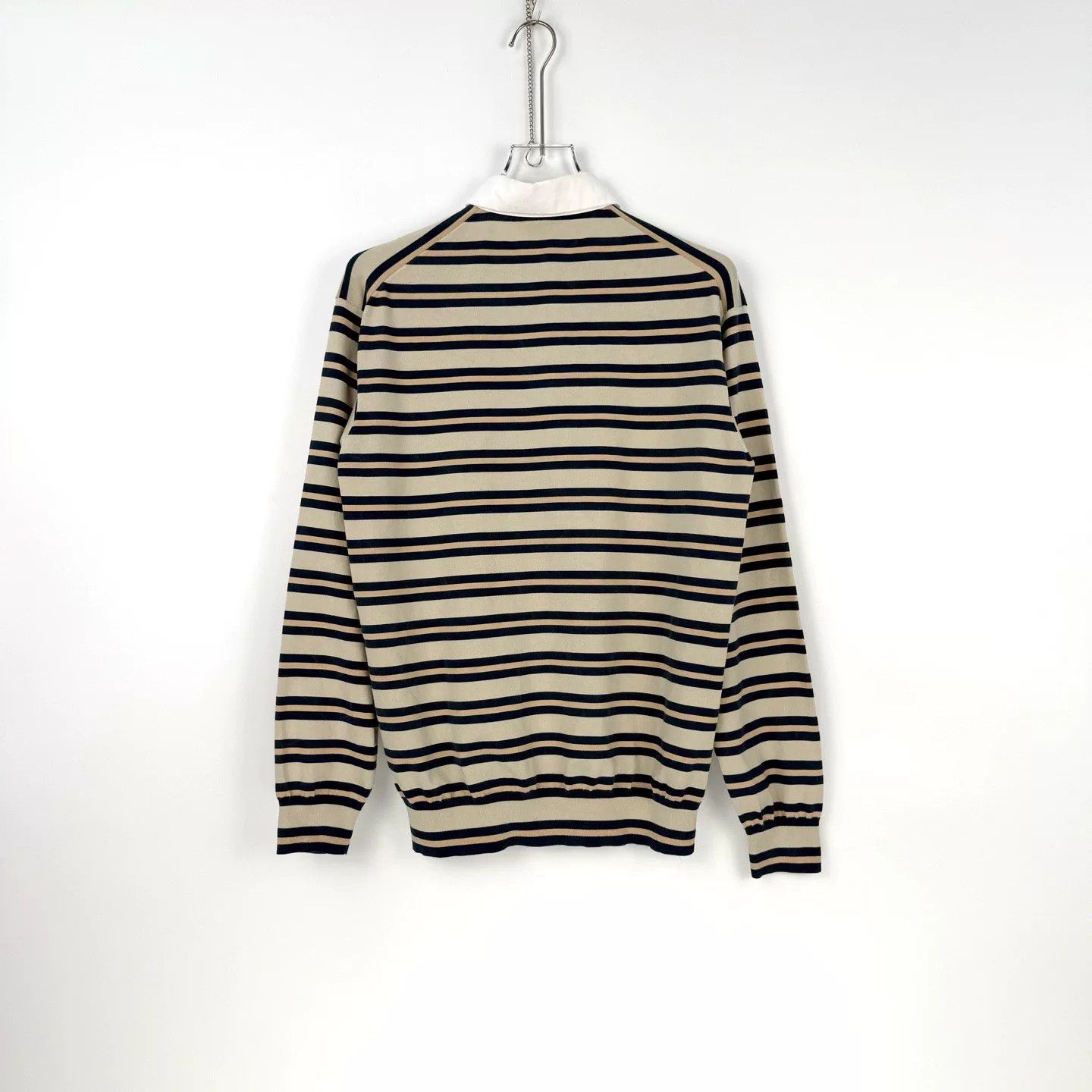 Louis Vuitton LV Beige Blue Stripe Silk Blend Long Sleeve Size US XS / EU 42 / 0 - 4 Thumbnail