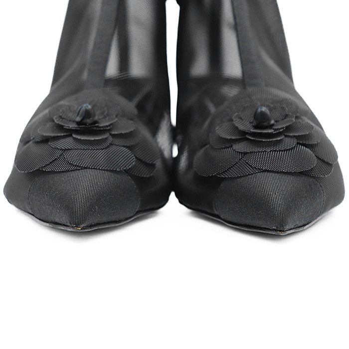 Chanel Chanel Chanel G34544 Camellia Nylon Mesh Short Boots Leather Shoes G34544 DUTY FREE for USA Size ONE SIZE - 3 Thumbnail
