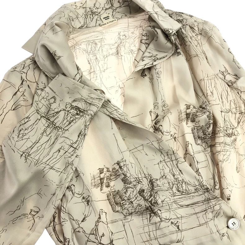 Hermes Hermes Silk Hand-drawn Pattern Blouse Size US XS / EU 42 / 0 - 3 Thumbnail