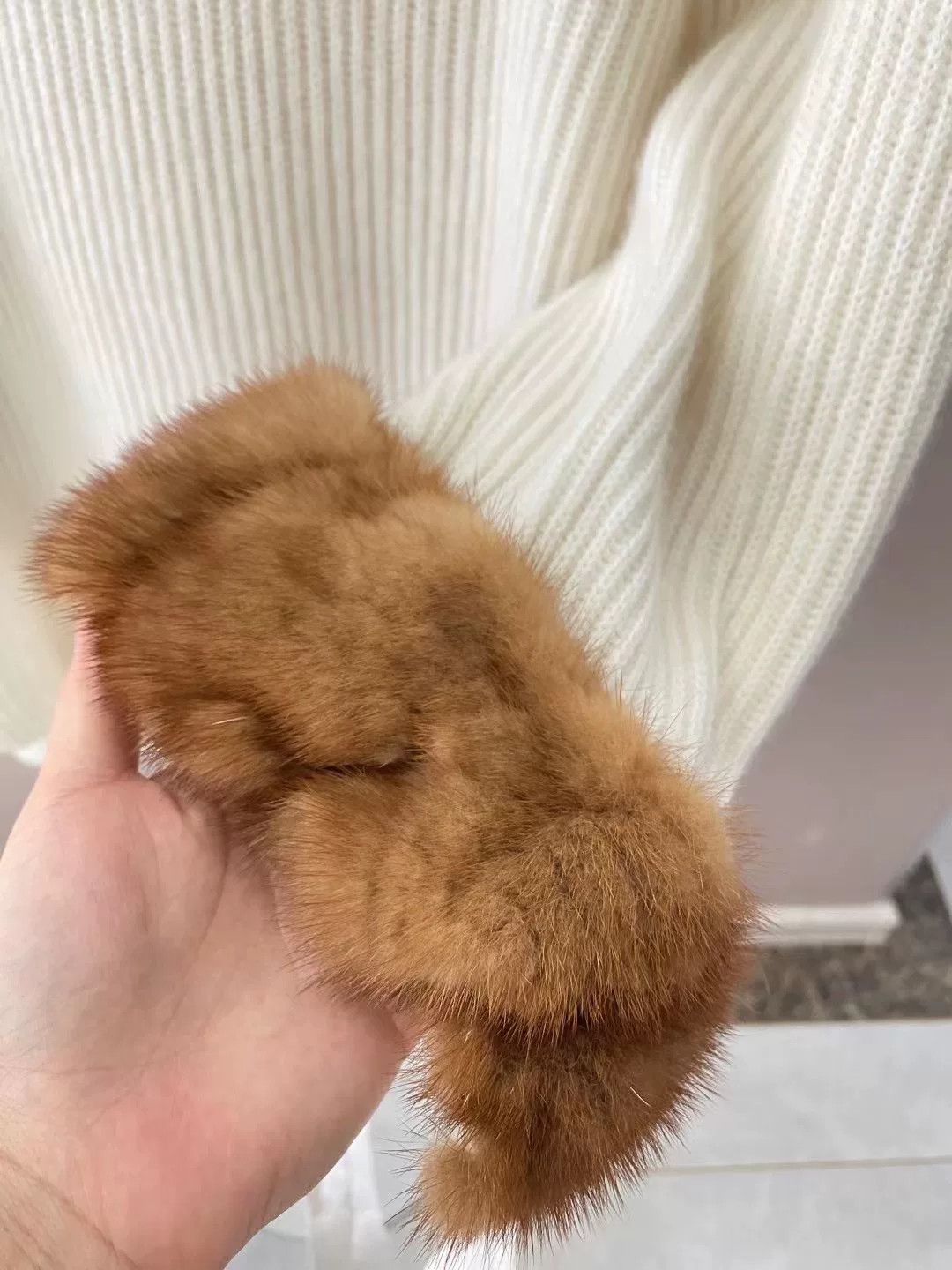 Fendi Cashmere Mink Trim Knit Sweater