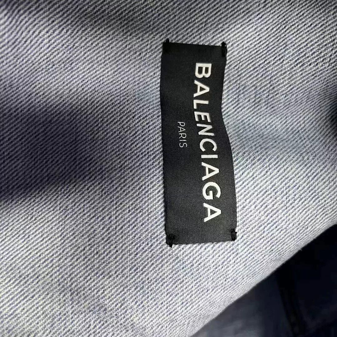 Balenciaga Balenciaga Blue Logo Denim Jacket Size US M / EU 48-50 / 2 - 2 Thumbnail