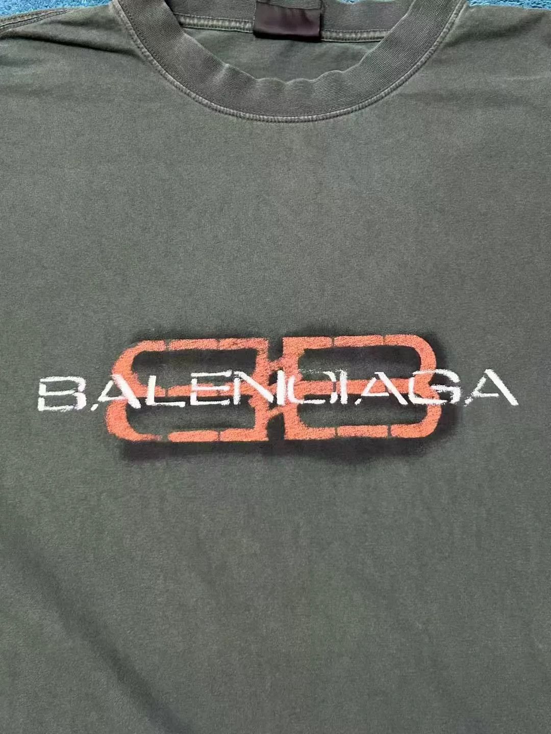 Balenciaga Balenciaga BB Logo Print Green T-Shirt Size US L / EU 52-54 / 3 - 3 Thumbnail