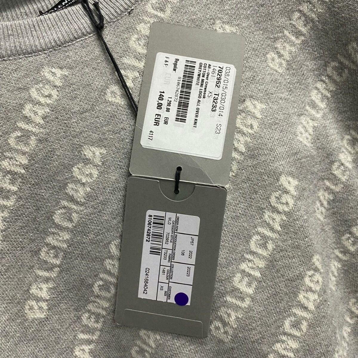 Balenciaga Balenciaga Gray Logo Knit Sweater Size US XS / EU 42 / 0 - 7 Thumbnail