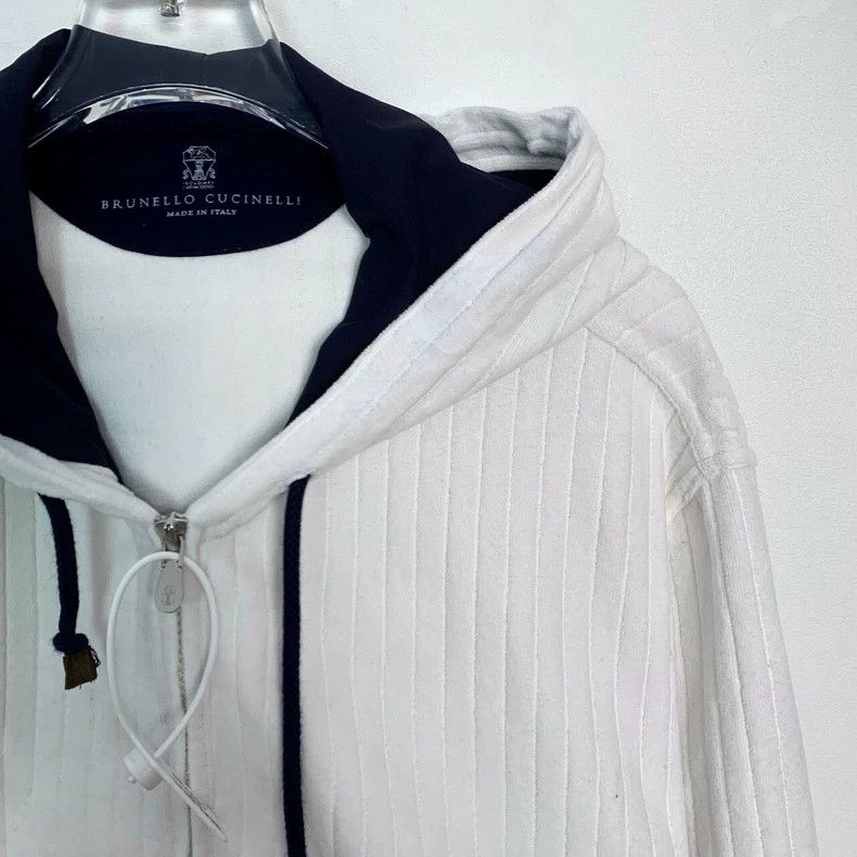 Brunello Cucinelli Brunello Cucinelli Striped Hooded Jacket Size US M / EU 48-50 / 2 - 3 Thumbnail