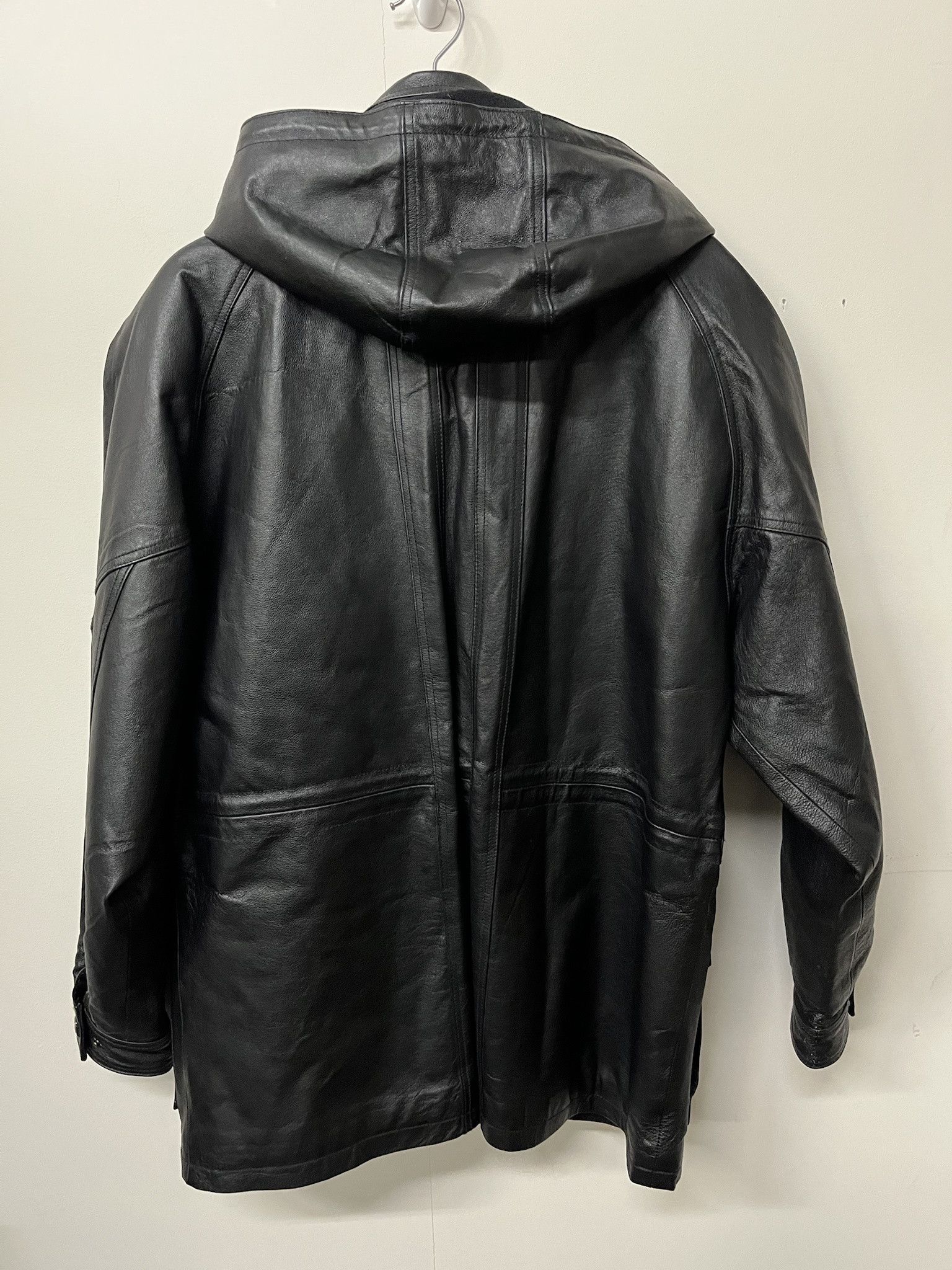 Leather × Wilsons Leather Vintage 2000s Leather Jacket Fleece Lined Hooded Leather Coat Size M Size US M / EU 48-50 / 2 - 2 Thumbnail