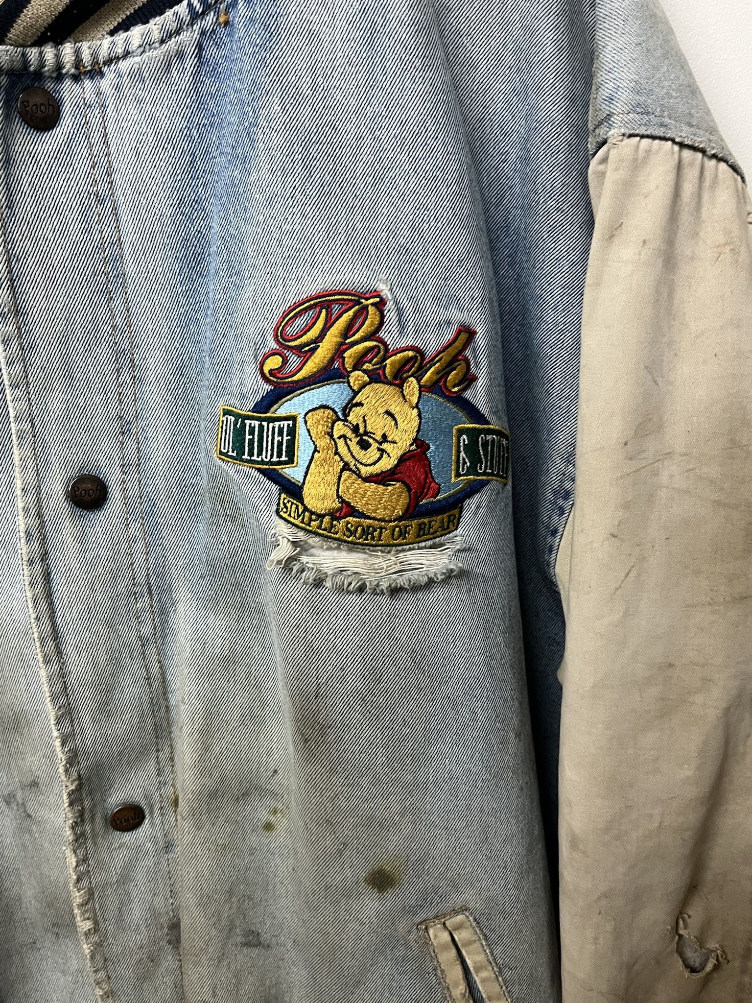 Rap Tees Vintage 2000s Thrashed Winnie the Pooh xxx tentacion Denim Varsity jacket Size XL Size US XL / EU 56 / 4 - 4 Thumbnail