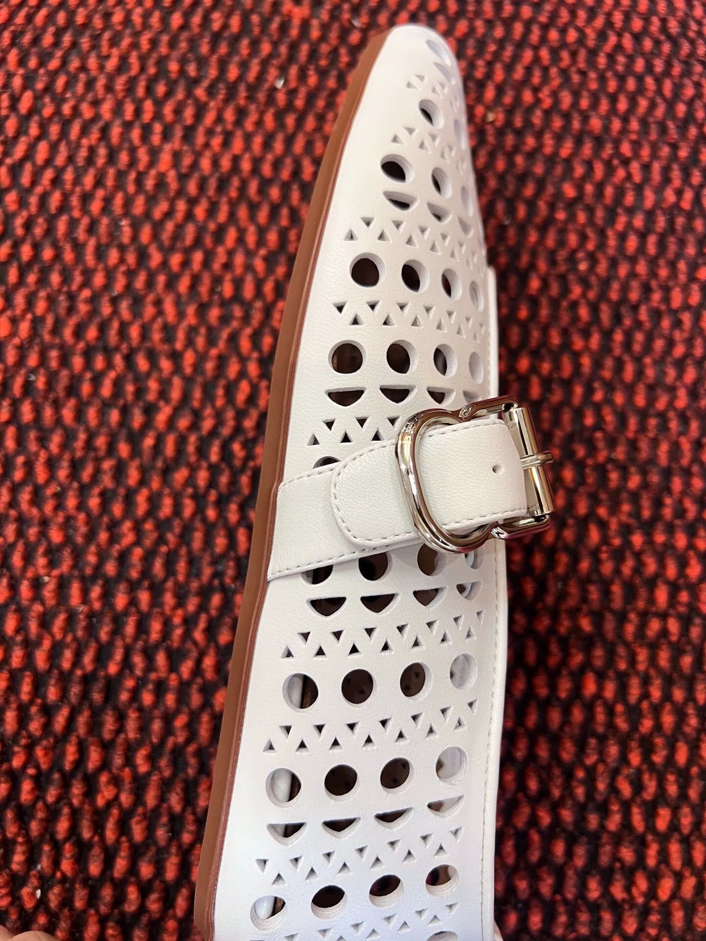 Celine ALAIA White Laser-Cut Mary Jane Flats Size US 8 / IT 38 - 5 Thumbnail