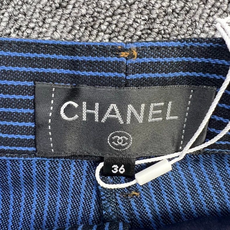 Chanel Chanel Blue Black Stripe Denim Shorts Size US 36 / EU 52 - 5 Thumbnail