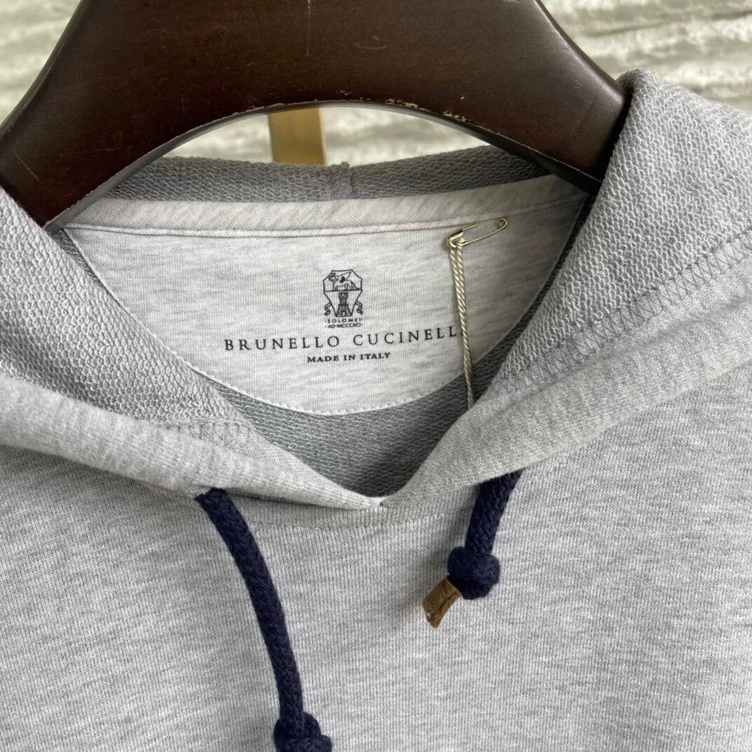 Brunello Cucinelli Brunello Cucinelli Gray Embroidered Hoodie Size US M / EU 48-50 / 2 - 6 Thumbnail